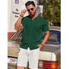 COOFANDY Men’s Knit Short Sleeve Button Down Polo Shirts | Knit Shirt,Vintage Casual Shirts,Summer Beach Vacation,Breathable Soft Knit Texture,Button Up Shirts(Green)