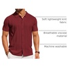 COOFANDY Men’s Knit Short Sleeve Button Down Polo Shirts | Knit Shirt,Vintage Casual Shirts,Summer Beach Vacation,Breathable Soft Knit Texture,Button Up Shirts(Wine Red)