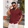 COOFANDY Men’s Knit Short Sleeve Button Down Polo Shirts | Knit Shirt,Vintage Casual Shirts,Summer Beach Vacation,Breathable Soft Knit Texture,Button Up Shirts(Wine Red)
