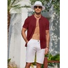 COOFANDY Men’s Knit Short Sleeve Button Down Polo Shirts | Knit Shirt,Vintage Casual Shirts,Summer Beach Vacation,Breathable Soft Knit Texture,Button Up Shirts(Wine Red)
