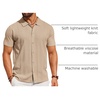 COOFANDY Men’s Knit Short Sleeve Button Down Polo Shirts | Knit Shirt,Vintage Casual Shirts,Summer Beach Vacation,Breathable Soft Knit Texture,Button Up Shirts(Khaki)
