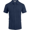 COOFANDY Men’s Knit Short Sleeve Button Down Polo Shirts | Knit Shirt,Vintage Casual Shirts,Summer Beach Vacation,Breathable Soft Knit Texture,Button Up Shirts(Navy Blue)