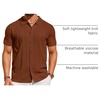 COOFANDY Men’s Knit Short Sleeve Button Down Polo Shirts | Knit Shirt,Vintage Casual Shirts,Summer Beach Vacation,Breathable Soft Knit Texture,Button Up Shirts(Terracotta)