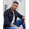 COOFANDY Men’s Long Sleeve Button Up Shirt Jacket with Flap Pockets(Navy)
