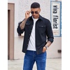 COOFANDY Men’s Long Sleeve Button Up Shirt Jacket with Flap Pockets(Navy)