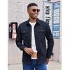 COOFANDY Men’s Long Sleeve Button Up Shirt Jacket with Flap Pockets(Navy)