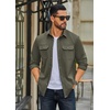 COOFANDY Mens Long Sleeve Classic Work Shirts Button Up Shirt Jacket(Army Green)