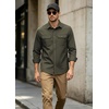COOFANDY Mens Long Sleeve Classic Work Shirts Button Up Shirt Jacket(Army Green)