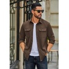 COOFANDY Mens Long Sleeve Classic Work Shirts Button Up Shirt Jacket(Brown)