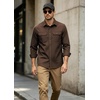 COOFANDY Mens Long Sleeve Classic Work Shirts Button Up Shirt Jacket(Brown)