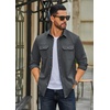 COOFANDY Mens Long Sleeve Classic Work Shirts Button Up Shirt Jacket(Dark Grey)