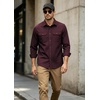 COOFANDY Mens Long Sleeve Classic Work Shirts Button Up Shirt Jacket(Wine Red)