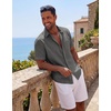 COOFANDY Mens Short Sleeve Cotton Button Down Shirts Linen Beach Shirts | 100% Cotton, Summer Shirts, Casual Shirt,Button Up Shirt,Camp Shirt(Dark Grey)