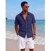 COOFANDY Mens Short Sleeve Cotton Button Down Shirts Linen Beach Shirts | 100% Cotton, Summer Shirts, Casual Shirt,Button Up Shirt,Camp Shirt(Navy)