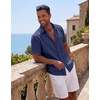 COOFANDY Mens Short Sleeve Cotton Button Down Shirts Linen Beach Shirts | 100% Cotton, Summer Shirts, Casual Shirt,Button Up Shirt,Camp Shirt(Navy)