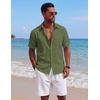 COOFANDY Mens Short Sleeve Cotton Button Down Shirts Linen Beach Shirts | 100% Cotton, Summer Shirts, Casual Shirt,Button Up Shirt,Camp Shirt(Olive Green)
