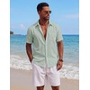COOFANDY Mens Short Sleeve Cotton Button Down Shirts Linen Beach Shirts | 100% Cotton, Summer Shirts, Casual Shirt,Button Up Shirt,Camp Shirt(Sage Green)
