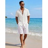 COOFANDY Mens Short Sleeve Cotton Button Down Shirts Linen Beach Shirts | 100% Cotton, Summer Shirts, Casual Shirt,Button Up Shirt,Camp Shirt(White)