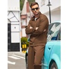 COOFANDY Men’s Tracksuit Casual Sweatsuit 2 Piece Full Zip Jogging Suit Set | Full Zip TrackSuit, Stand Collar, Elastic Waist Drawstring, 5 Pockets, Casual Athletic Jogging Outfits, Fall Sport Sweat Suit(Brown)