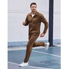 COOFANDY Men’s Tracksuit Casual Sweatsuit 2 Piece Full Zip Jogging Suit Set | Full Zip TrackSuit, Stand Collar, Elastic Waist Drawstring, 5 Pockets, Casual Athletic Jogging Outfits, Fall Sport Sweat Suit(Brown)