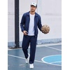 COOFANDY Men’s Tracksuit Casual Sweatsuit 2 Piece Full Zip Jogging Suit Set | Full Zip TrackSuit, Stand Collar, Elastic Waist Drawstring, 5 Pockets, Casual Athletic Jogging Outfits, Fall Sport Sweat Suit(Navy)