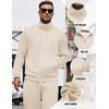 COOFANDY Men’s Tracksuit Casual Sweatsuit 2 Piece Full Zip Jogging Suit Set | Full Zip TrackSuit, Stand Collar, Elastic Waist Drawstring, 5 Pockets, Casual Athletic Jogging Outfits, Fall Sport Sweat Suit(Cream)