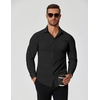 COOFANDY Stretch Mens Dress Shirts Wrinkle Free Long Sleeve Dress Shirt Muscle Fit Button Down Shirt(Black)