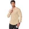 COOFANDY Stretch Mens Dress Shirts Wrinkle Free Long Sleeve Dress Shirt Muscle Fit Button Down Shirt(Light Khaki)
