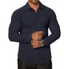 COOFANDY Stretch Mens Dress Shirts Wrinkle Free Long Sleeve Dress Shirt Muscle Fit Button Down Shirt(Navy Blue)