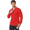 COOFANDY Stretch Mens Dress Shirts Wrinkle Free Long Sleeve Dress Shirt Muscle Fit Button Down Shirt(Red)