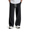 COOFANDY Baggy Sweatpants Men Wide Leg Cotton Joggers for Men with Pockets | 2 in 1 Design, Ankle Drawcord, Cotton Blend, Wide Leg, 3 Deep Pockets, Drawstring Waist, Y2K, Loungewear, Gym Workout(Black)