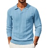 COOFANDY Men Long Sleeve Knit Shirt Polo Collared Sweater Classic Pullover | Classic V-Neck Knit Polo Sweater With Textured Finish And Comfortable Fit For Business Casual, Office And Weekends.