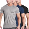 COOFANDY Men’s 3 Pack Workout T Shirts Short Sleeve Athletic Gym T Shirt | Raglan Sleeve, Crew Neck, Moisture Wicking, Lightweight Cooling Running Shirts,Performance Tee for Gym Tennis Hiking(02-black/Navy Blue/Grey)