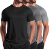 COOFANDY Men’s 3 Pack Workout T Shirts Short Sleeve Athletic Gym T Shirt | Raglan Sleeve, Crew Neck, Moisture Wicking, Lightweight Cooling Running Shirts,Performance Tee for Gym Tennis Hiking(N-black/Dark Grey/Light Grey)