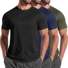 COOFANDY Men’s 3 Pack Workout T Shirts Short Sleeve Athletic Gym T Shirt | Raglan Sleeve, Crew Neck, Moisture Wicking, Lightweight Cooling Running Shirts,Performance Tee for Gym Tennis Hiking(N-black/Navy Blue/Army Green)