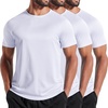 COOFANDY Men’s 3 Pack Workout T Shirts Short Sleeve Athletic Gym T Shirt | Raglan Sleeve, Crew Neck, Moisture Wicking, Lightweight Cooling Running Shirts,Performance Tee for Gym Tennis Hiking(N-white/White/White)