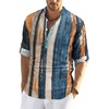 COOFANDY Men’s Cotton Linen Henley T-Shirts Long Sleeve Casual Beach Shirts | Mens Linen Shirt,Regular Relaxed Fit,Lightweight,Breathable,and Moisture-wicking for Beach,Vacation or Everyday Summer Wear(Painting)