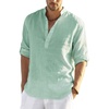 COOFANDY Men’s Cotton Linen Henley T-Shirts Long Sleeve Casual Beach Shirts | Mens Linen Shirt,Regular Relaxed Fit,Lightweight,Breathable,and Moisture-wicking for Beach,Vacation or Everyday Summer Wear(Green)