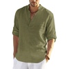 COOFANDY Men’s Cotton Linen Henley T-Shirts Long Sleeve Casual Beach Shirts | Mens Linen Shirt,Regular Relaxed Fit,Lightweight,Breathable,and Moisture-wicking for Beach,Vacation or Everyday Summer Wear(Army Green)