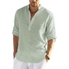 COOFANDY Men’s Cotton Linen Henley T-Shirts Long Sleeve Casual Beach Shirts | Mens Linen Shirt,Regular Relaxed Fit,Lightweight,Breathable,and Moisture-wicking for Beach,Vacation or Everyday Summer Wear(Light Green)