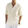 COOFANDY Men’s Cotton Linen Henley T-Shirts Long Sleeve Casual Beach Shirts | Mens Linen Shirt,Regular Relaxed Fit,Lightweight,Breathable,and Moisture-wicking for Beach,Vacation or Everyday Summer Wear(Beige)