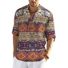 COOFANDY Men’s Cotton Linen Henley T-Shirts Long Sleeve Casual Beach Shirts | Mens Linen Shirt,Regular Relaxed Fit,Lightweight,Breathable,and Moisture-wicking for Beach,Vacation or Everyday Summer Wear(Geometric)