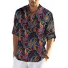 COOFANDY Men’s Cotton Linen Henley T-Shirts Long Sleeve Casual Beach Shirts | Mens Linen Shirt,Regular Relaxed Fit,Lightweight,Breathable,and Moisture-wicking for Beach,Vacation or Everyday Summer Wear(Black Paisley)