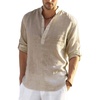 COOFANDY Men’s Cotton Linen Henley T-Shirts Long Sleeve Casual Beach Shirts | Mens Linen Shirt,Regular Relaxed Fit,Lightweight,Breathable,and Moisture-wicking for Beach,Vacation or Everyday Summer Wear(Khaki.)