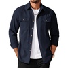 COOFANDY Men’s Long Sleeve Button Up Shirt Jacket with Flap Pockets(Navy)