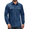 COOFANDY Mens Long Sleeve Classic Work Shirts Button Up Shirt Jacket(Blue)