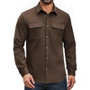 COOFANDY Mens Long Sleeve Classic Work Shirts Button Up Shirt Jacket(Brown)