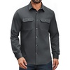 COOFANDY Mens Long Sleeve Classic Work Shirts Button Up Shirt Jacket(Dark Grey)