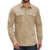 COOFANDY Mens Long Sleeve Classic Work Shirts Button Up Shirt Jacket(Khaki)