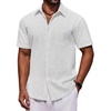 COOFANDY Mens Short Sleeve Cotton Button Down Shirts Linen Beach Shirts | 100% Cotton, Summer Shirts, Casual Shirt,Button Up Shirt,Camp Shirt(White)